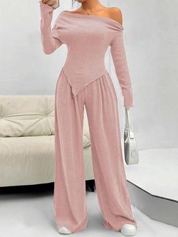 Outzidr - Pink Textured Regular Co-Ord Set