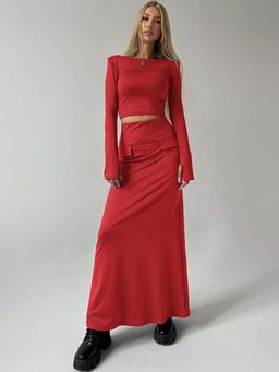 Outzidr - Red Solid/Plain Regular Co-Ord Set