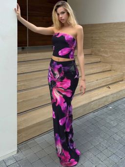 Outzidr - Black Floral Regular Co-Ord Set