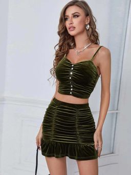 Outzidr - Olive Solid/Plain Regular Co-Ord Set