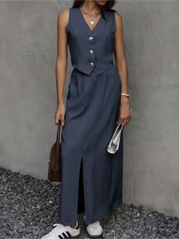 Outzidr - Grey Solid/Plain Regular Co-Ord Set