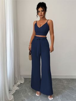 Outzidr - Navy Blue Solid/Plain Comfortable Co-Ord Set