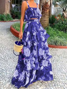 Outzidr - Blue Floral Relaxed Co-Ord Set