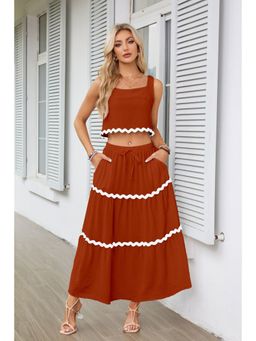 Outzidr - Rust Embroidered Relaxed Co-Ord Set