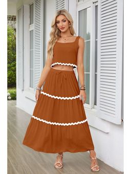 Outzidr - Tan Embroidered Relaxed Co-Ord Set