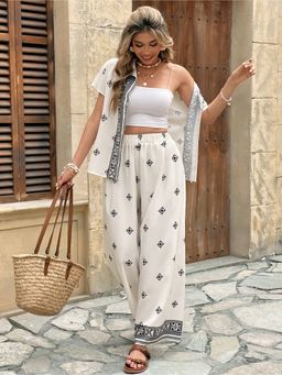 Outzidr - White Printed Relaxed Co-Ord Set