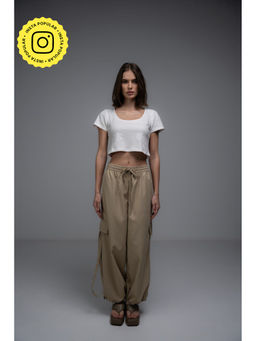 SOTBELLA - Beige Baggy Fit Cargo Joggers