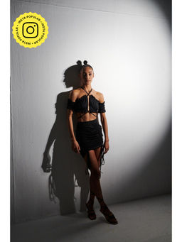 SOTBELLA - Black Ruched Co-Ord (Set of 2 Peices)