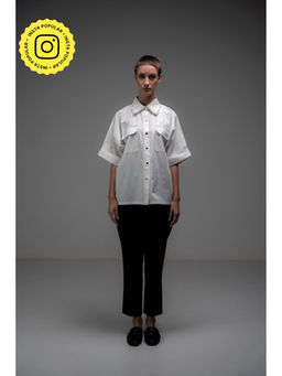 SOTBELLA - White Summer Shirt With Romantic Lace Detail