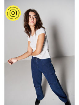 SOTBELLA - Denim Straight Cargo Jeans
