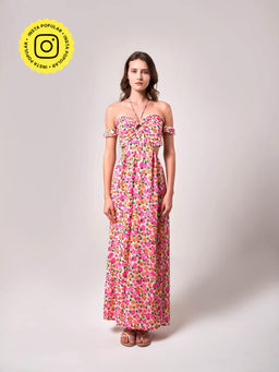 SOTBELLA - Floral Cut-Out Detail Maxi Dress