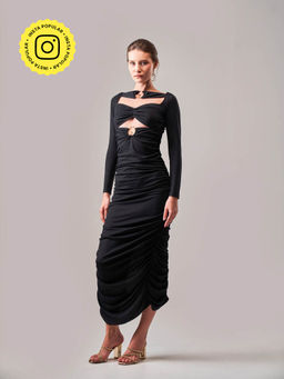 SOTBELLA - Midnight Ring Detail Ruched Dress