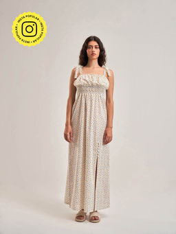 SOTBELLA - Floral Empire Slit A-Line Dress