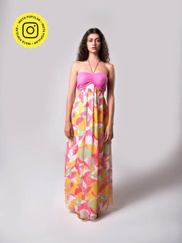 SOTBELLA - Tropical Halter Neck Maxi Dress