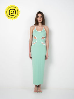 SOTBELLA - Striking Aqua Cutout Dress