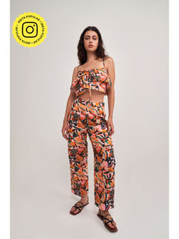 SOTBELLA - Floral Ruffle Detail Top and Pants (Set of 2)