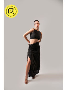 SOTBELLA - Cocktail Black Slit Skirt and Top (Set of 2)