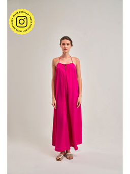 SOTBELLA - Fuchsia Pink A-Line Halter Neck Dress