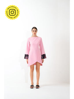 SOTBELLA - Pink Asymmetrical Dress with Lace Detail