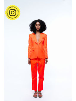 SOTBELLA - Orange Single Breasted Blazer Pants (Set of 2)