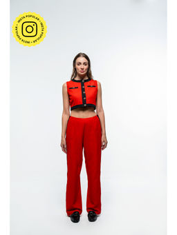 SOTBELLA - Formal Solid Red Top and Pants (Set of 2)