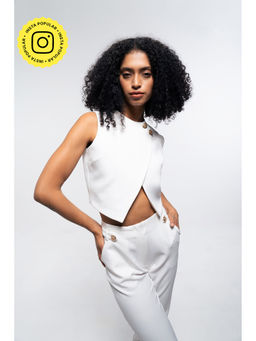 SOTBELLA - Formal Asymmetrical Overlap Crop Top