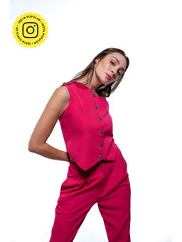 SOTBELLA - Asymmetrical One Shoulder Fuchsia Pink Crop Top