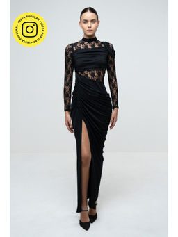 SOTBELLA - Draped Bodycon Slit Dress