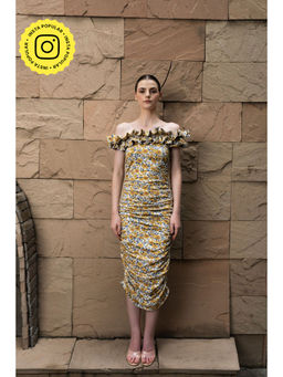 SOTBELLA - Off Shoulder Gather Bodycon Dress