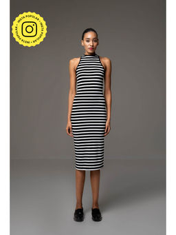 SOTBELLA - Black And White Stripe Midi Dress
