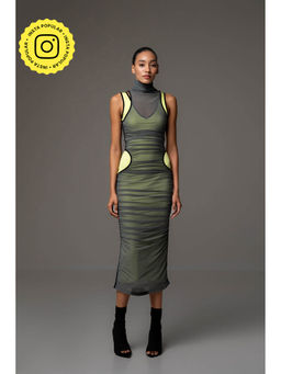 SOTBELLA - Neon Layered Mesh Dress With Contrast Detail Inner (Set of 2)