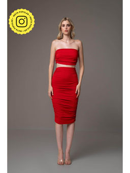 SOTBELLA - Ruched Red Co-Ord (Set of 2)