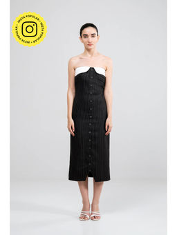 SOTBELLA - Black Striped Strapless Dress