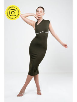 SOTBELLA - Asymmetrical Neckline Bodycon Dress