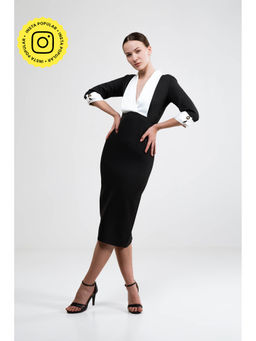 SOTBELLA - Black Bodycon Dress With Contrast Panelling