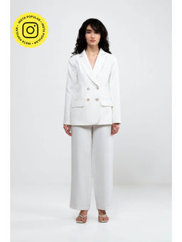 SOTBELLA - White Oversized Blazer Fit Co-Ord (Set of 2)