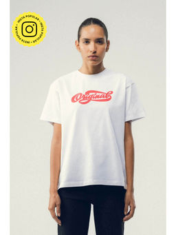 SOTBELLA - White Cotton Text Print T-Shirt