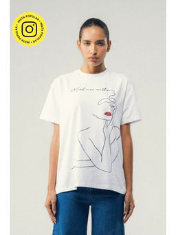 SOTBELLA - Line Art Print White T-Shirt