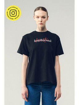 SOTBELLA - Black Text Print T-Shirt