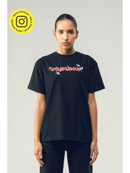SOTBELLA - Black Paradox Text Print T-Shirt