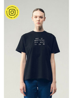 SOTBELLA - Black Quote Text Print T-Shirt