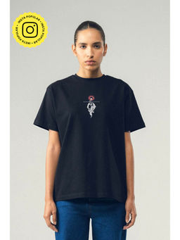 SOTBELLA - Black Oversized Printed T-Shirt