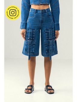 SOTBELLA - Utility Zip Denim Blue Shorts