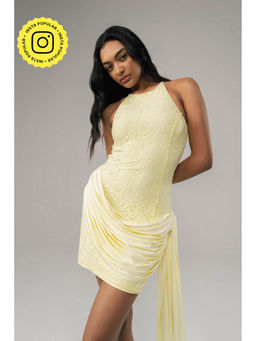SOTBELLA - Sunlit Butter Yellow Lace Mini Dress