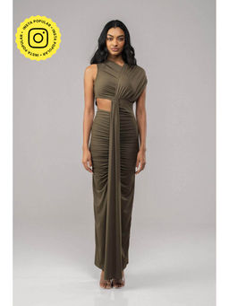 SOTBELLA - Olive Grace Cap Sleeve Bodycon Maxi Dress