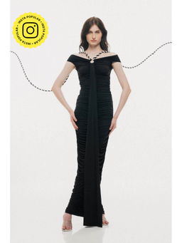 SOTBELLA - Off-Shoulder with Rope and Ring Detail Maxi Dress