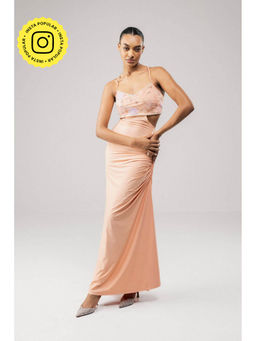 SOTBELLA - Peach Embellished Bodice Maxi Dress