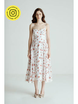 SOTBELLA - White Floral Strappy Midi Dress