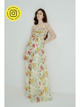 SOTBELLA - Green Cut Out Floral Maxi Dress