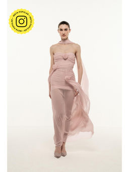 SOTBELLA - LIGHT PINK BONED STRAPLESS DRESS WITH STOLE